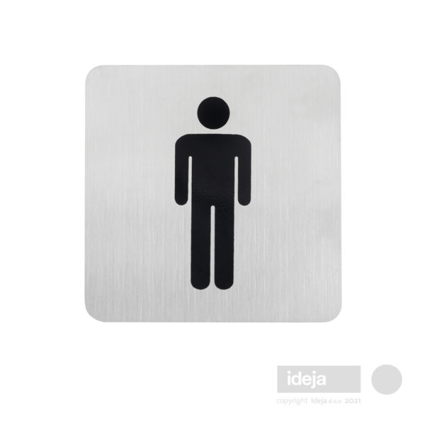 Oznaka inox za muški WC kvadratna - samoljepiva