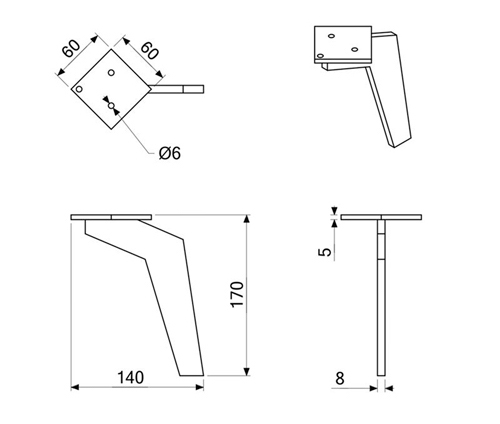 Furniture-leg-Aurelia-black-17-cm-sketch