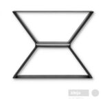 Crna metalna noga za stol u obliku slova "X", modela 'Mystique' visine 71cm.Ovaj dizajn je minimalistički i modern, sa čistim linijama i oštrim kutovima.