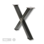 Crna moderna noga za stol u obliku slova "X", modela Xander visine 71 cm sa montažnom pločom na gornjem dijelu.