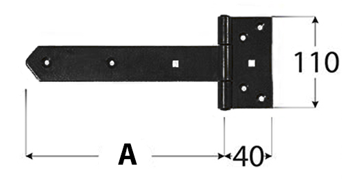 Hinge with holder black 500 or 600 mm
